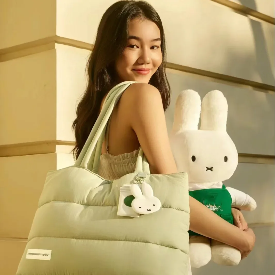 

Kawaii Miffy Down Tote Bag Preppy High Capacity One Shoulder Laptop Cute School Bag Christmas Gift Toys