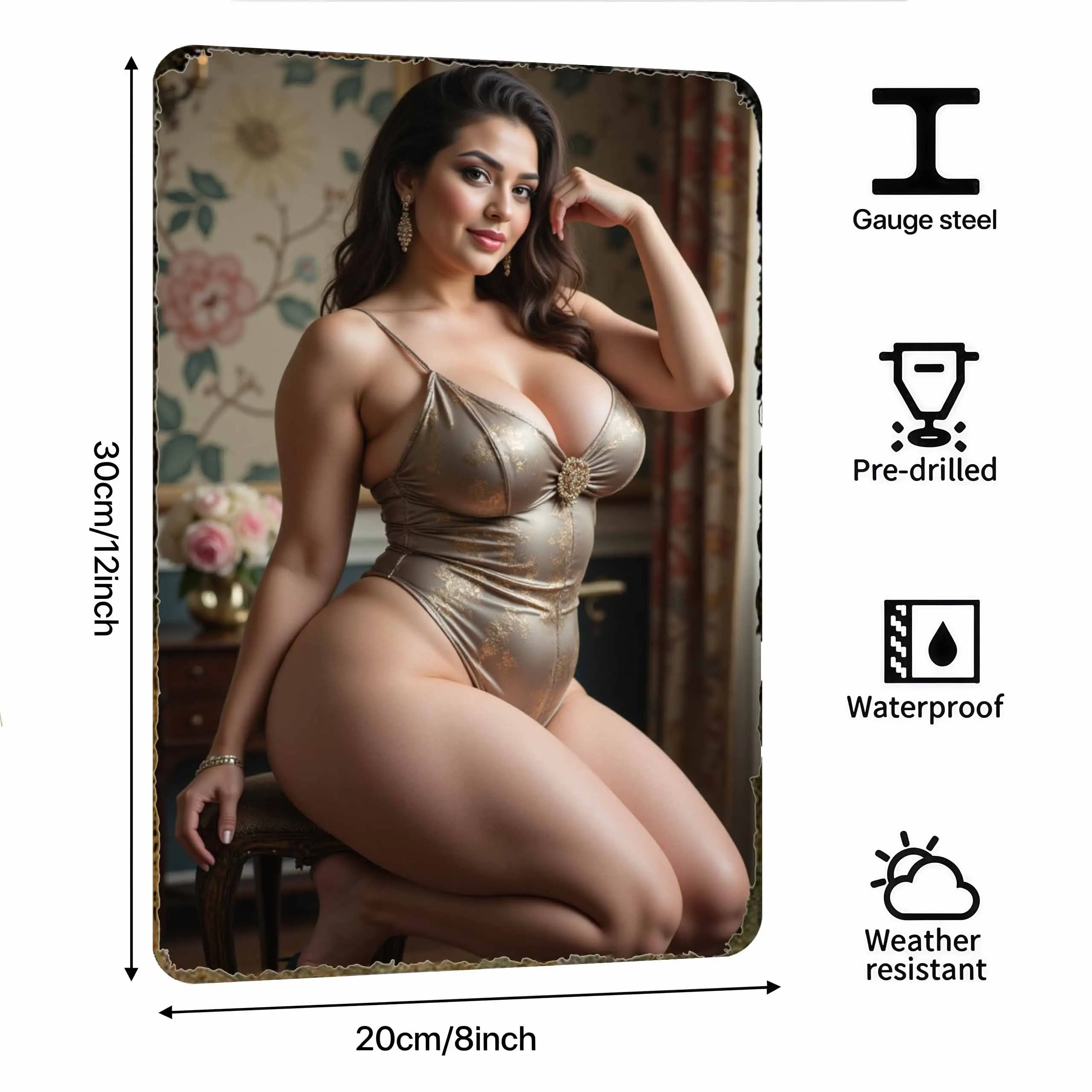 Gift,  Stylish Golden Satin Lingerie Bodysuit in Plus Sizes, Featuring a Luxurious Embellished Design, for Romantic Nigh