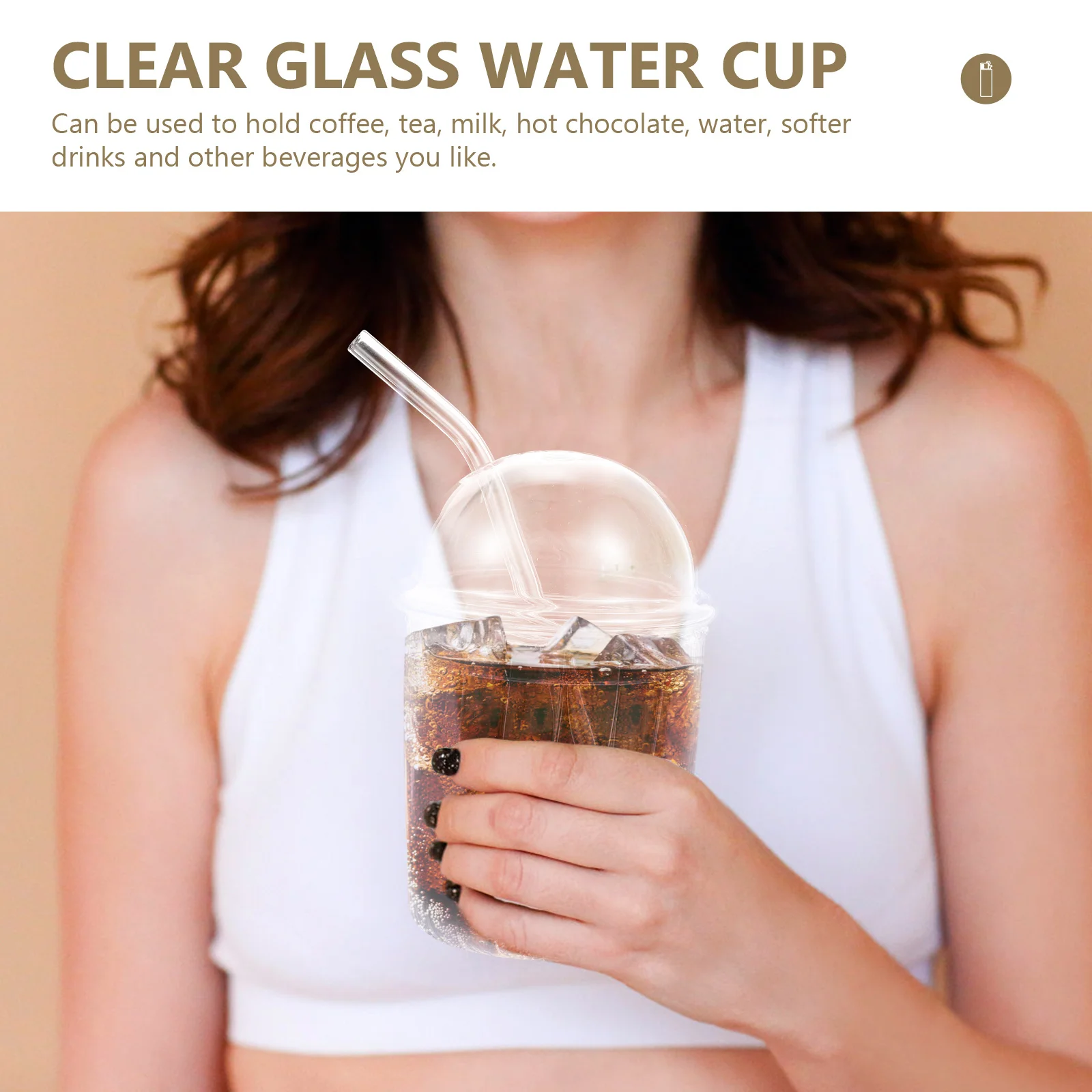 

1Set Stylish Glass Cup with Lid Multi-Function Straw Bottle for Home Restaurant Outdoor Use Straw Cup Outdoor Accessory