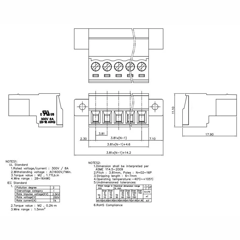 100PIN 3.81MM 15EDGKRP PCB Pluggable Terminal Block Connectors 2P-24P Right Angle KF2EDGRKP IMC1.5/-STGF-3.81 ECSH381VM SCZ3.81/