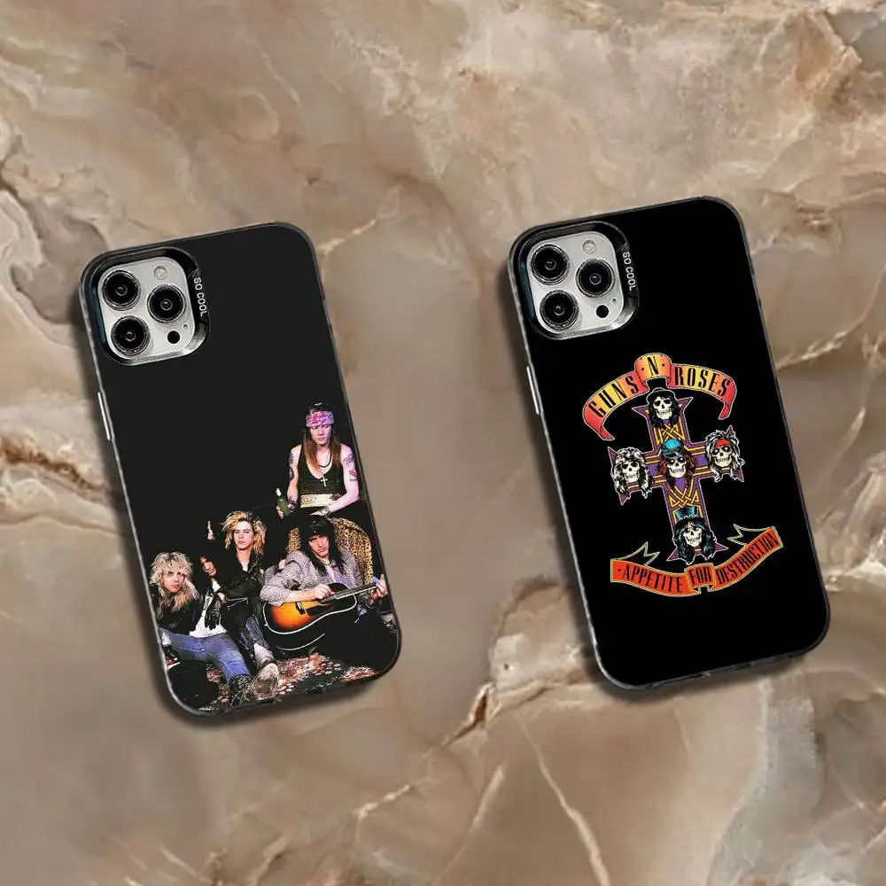 

Band G-Guns N R-Roses Phone Case For iPhone 16,15,14,13,12,11,Mini,Pro,SE,MAX White Matte Shockproof Cover