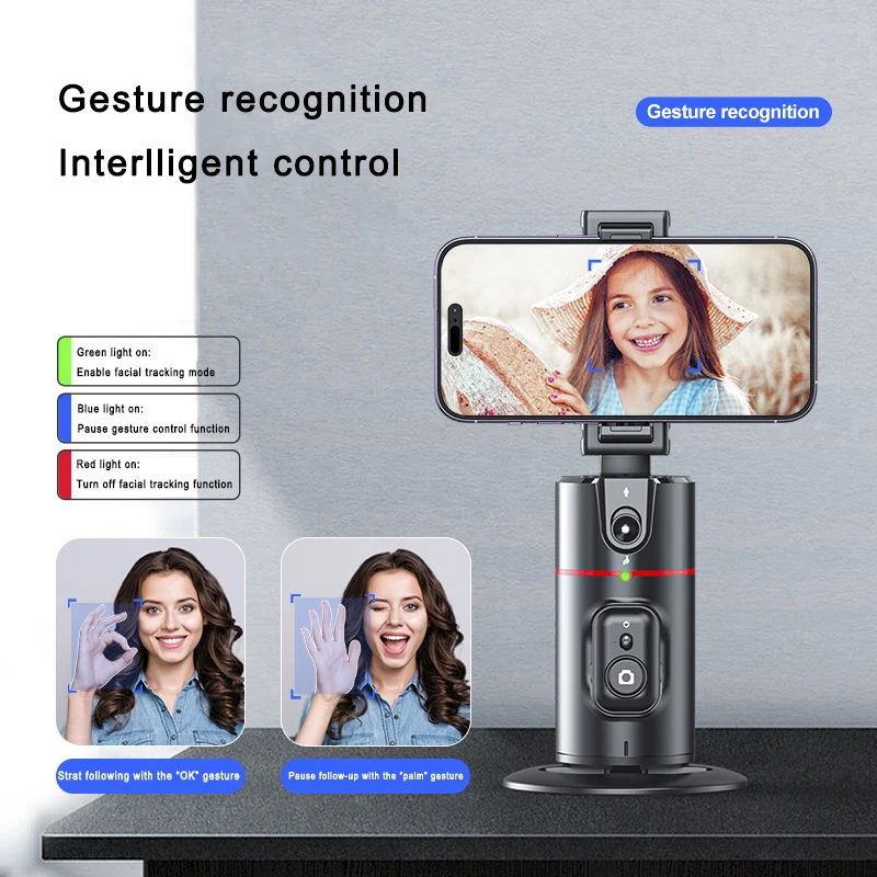 NEW Auto Face Tracking P02 Gimbal Stabilizer Camera AI Tripod Selfie Stick Phone Shooting Face Remote 360 Rotation Phone Holder