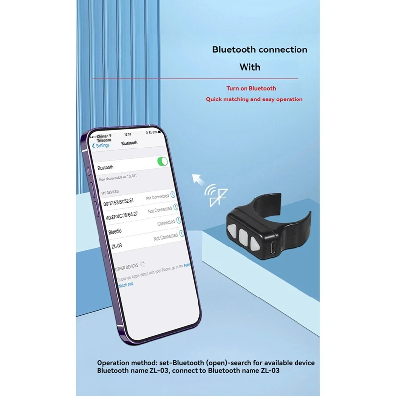 Wireless Bluetooth Remote Control Finger Ring Remote Control Remote Controller For Camera Video Software