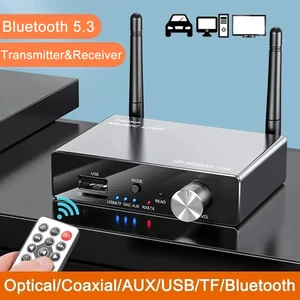 Wireless Bluetooth 5.3 Audio Adapter Transmitter Receiver Stereo Low Latency AUX 3.5mm Optical Remote Control For TV PC Speaker