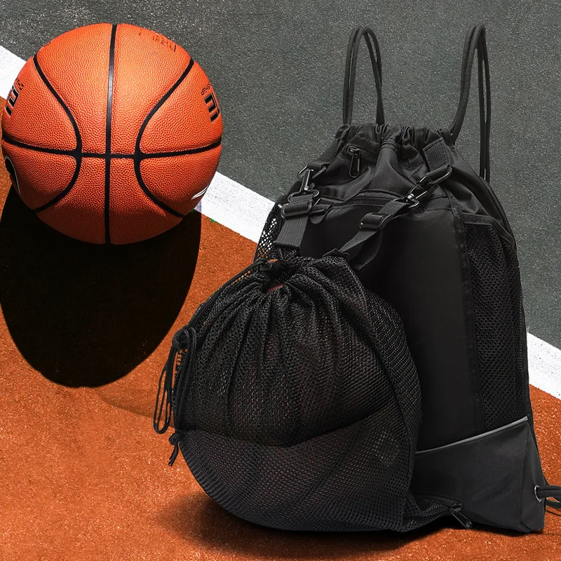 Bolsa de baloncesto con cordón multifuncional, mochila portátil de gran capacidad con múltiples bolsillos para fútbol, voleibol, casco, bolsa de