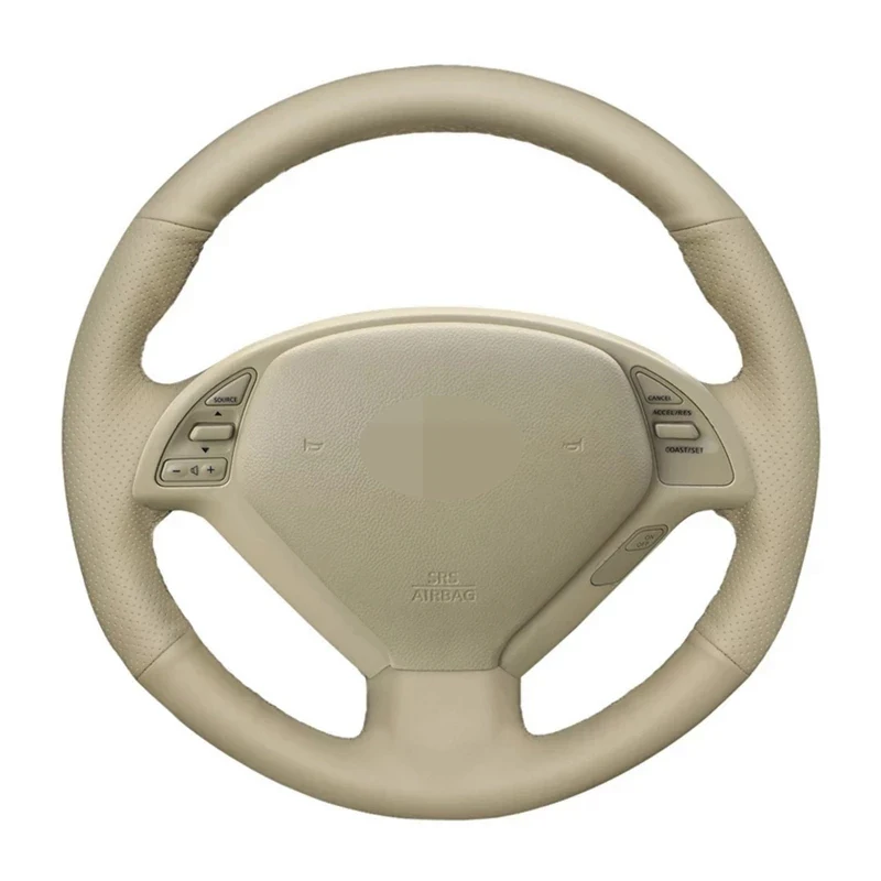 Car Steering Wheel Cover Hand-Stitched Beige Artificial Leather For Infiniti G G25 G35 G37 EX EX35 EX37 Q Q40 Q60 QX50 (US)