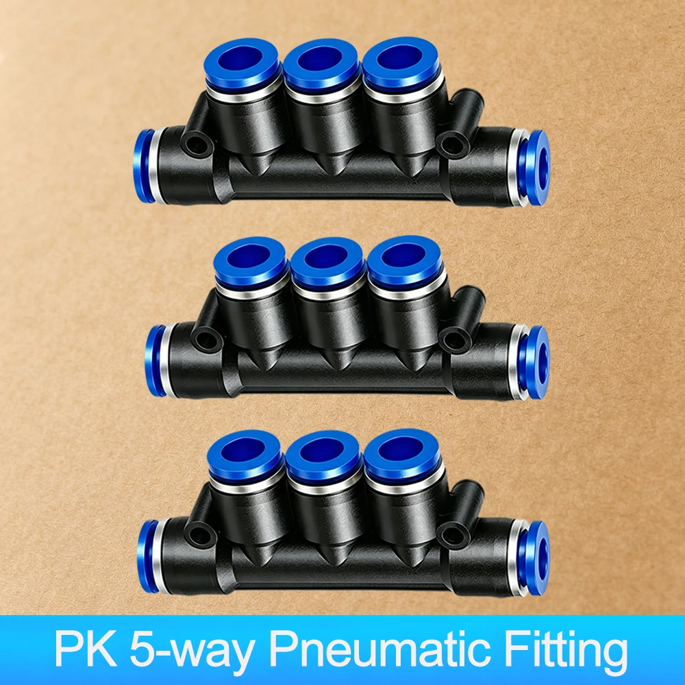 

PK 5-way Push to Connect Fittings Air Hose Quick Connectors Tube Pipe Pneumatic Fittings Multiple type OD 4mm 6mm 8mm 10mm 12mm