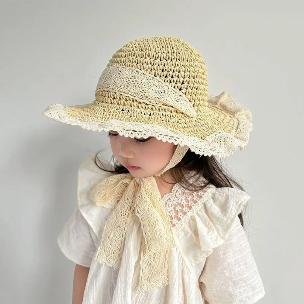 

New UV Protection Straw Hat Wide Brim Foldable Fisherman Cap Lace Up Sun Hat Outdoor
