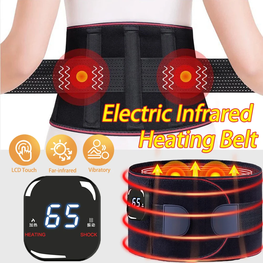 Electric Infrared Heating Belt Hot Compress Waist Massager Lumbar Back Support Brace Vibration Massage Pain Relief Protecte Band