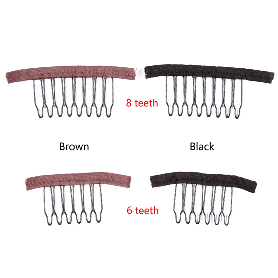 Black /BrownWig Comb Wig Clips 6/8teeth Combs Hair Extensions Clips Comfortable Wig Clips Top Stainless Steel Wig Making Tool