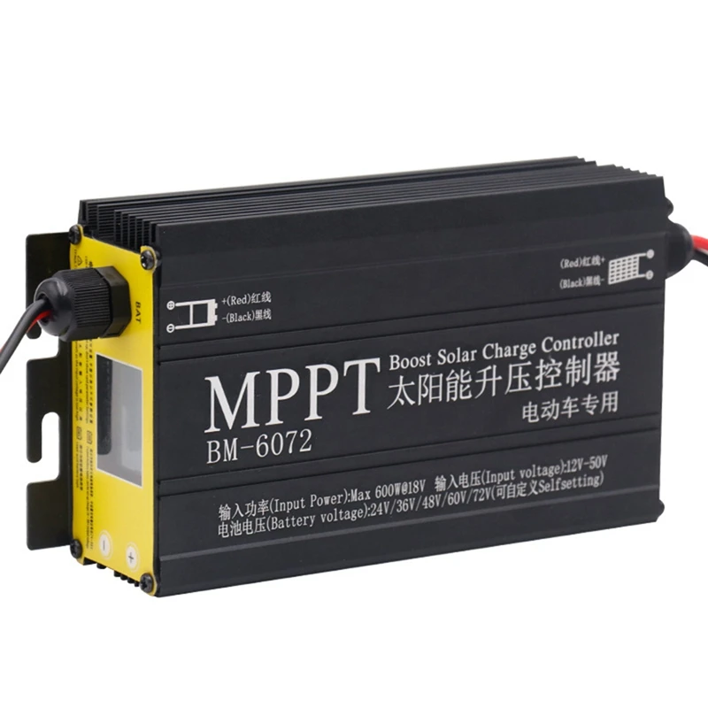 BM6072 600W MPPT Boost Solar Charge Controller For 24V 36V 48V 60V 72V Battery System Solar Panel 12-50V Input Voltage