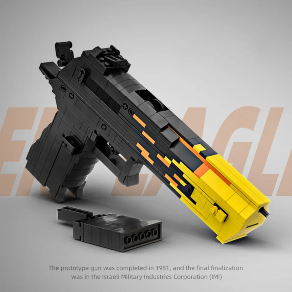 461PCS Blazing Sun MOC Feuerbare Pistole Modell Kleine Partikel Bausteine Sammeln Display Spielzeug