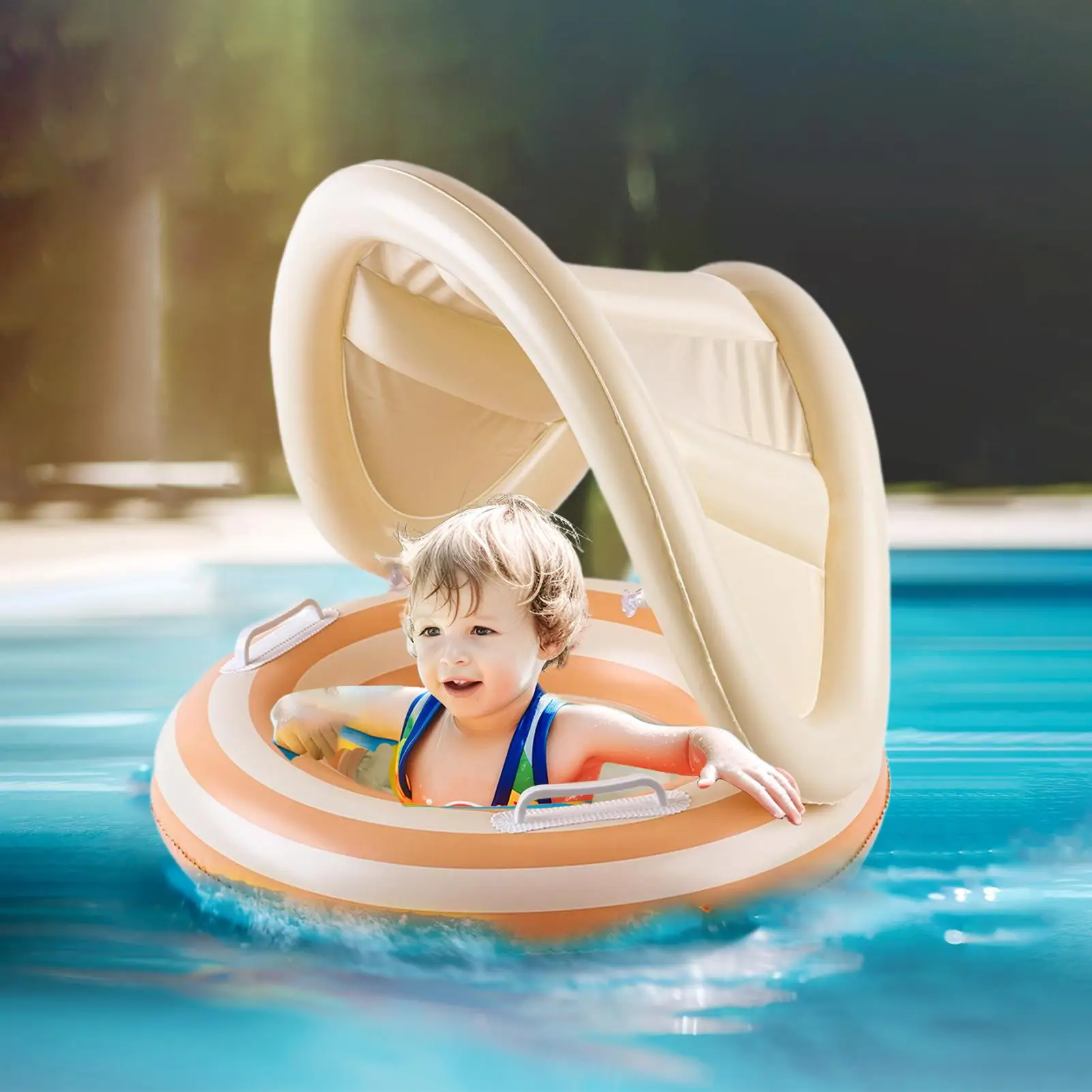 Galleggiante per piscina per bambini con baldacchino Sedia per piscina galleggiante Sicurezza Nuoto Giocattolo gonfiabile Cerchi per nuoto per bambini Sedile galleggiante Piscina Vasca da bagno Giocattolo