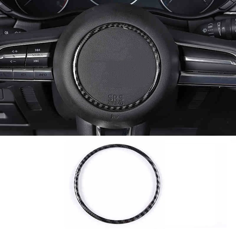 carbon fiber car steering wheel logo trims decoration for mazda cx-30 2020 2021 2022 2023 2024 2025 cx30 accessories auto modify