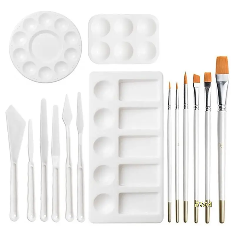 

Palette Palette Paintbrush Scraper 15-Piece Set Of Rectangular Palette Art Graffiti Painting Tools