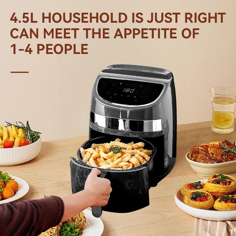 KEMEI New 4.5L Smart Air Fryer AF-006A Stainless Steel Oil Free Fryer Electric Deep Digital Rapid Air Fryer