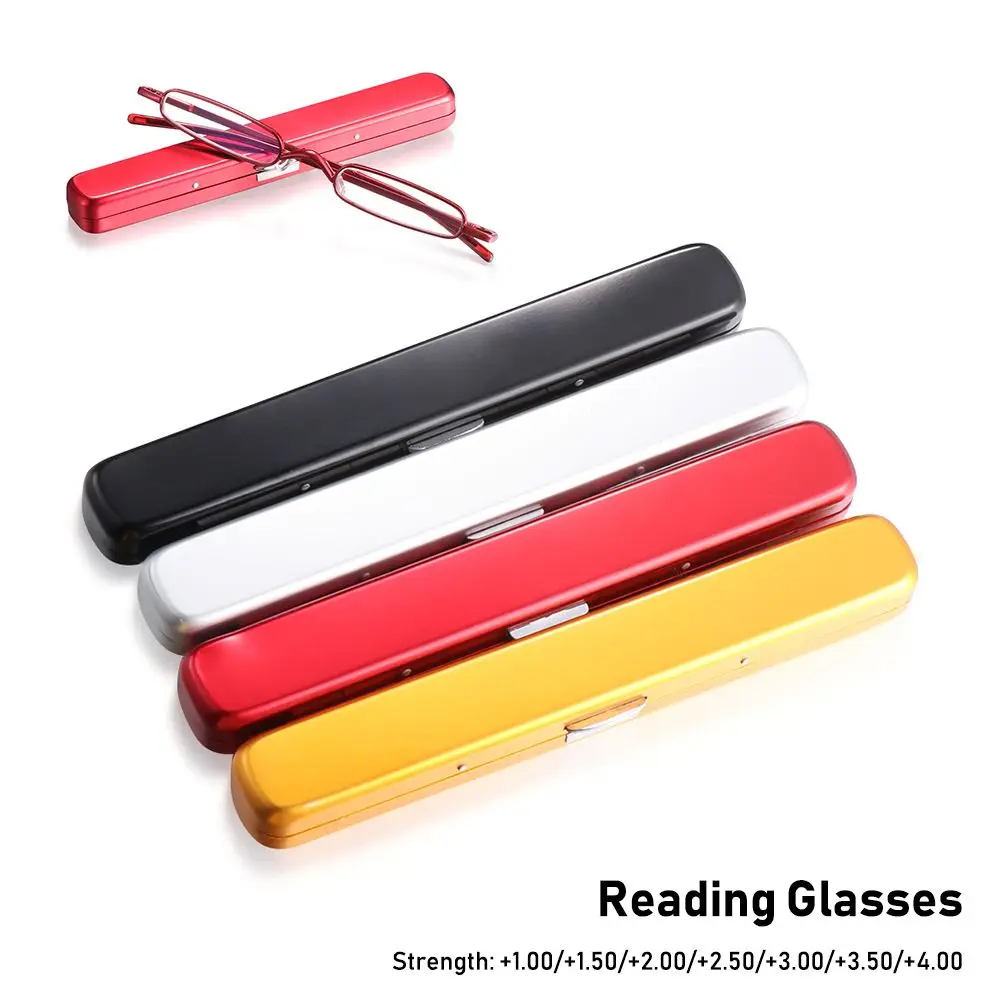 Frame Anti-blue Light Reading Glasses with Portable Pen Clip Case Mini Reading Glasses Readers Eyeglasses Blue Light Blocking