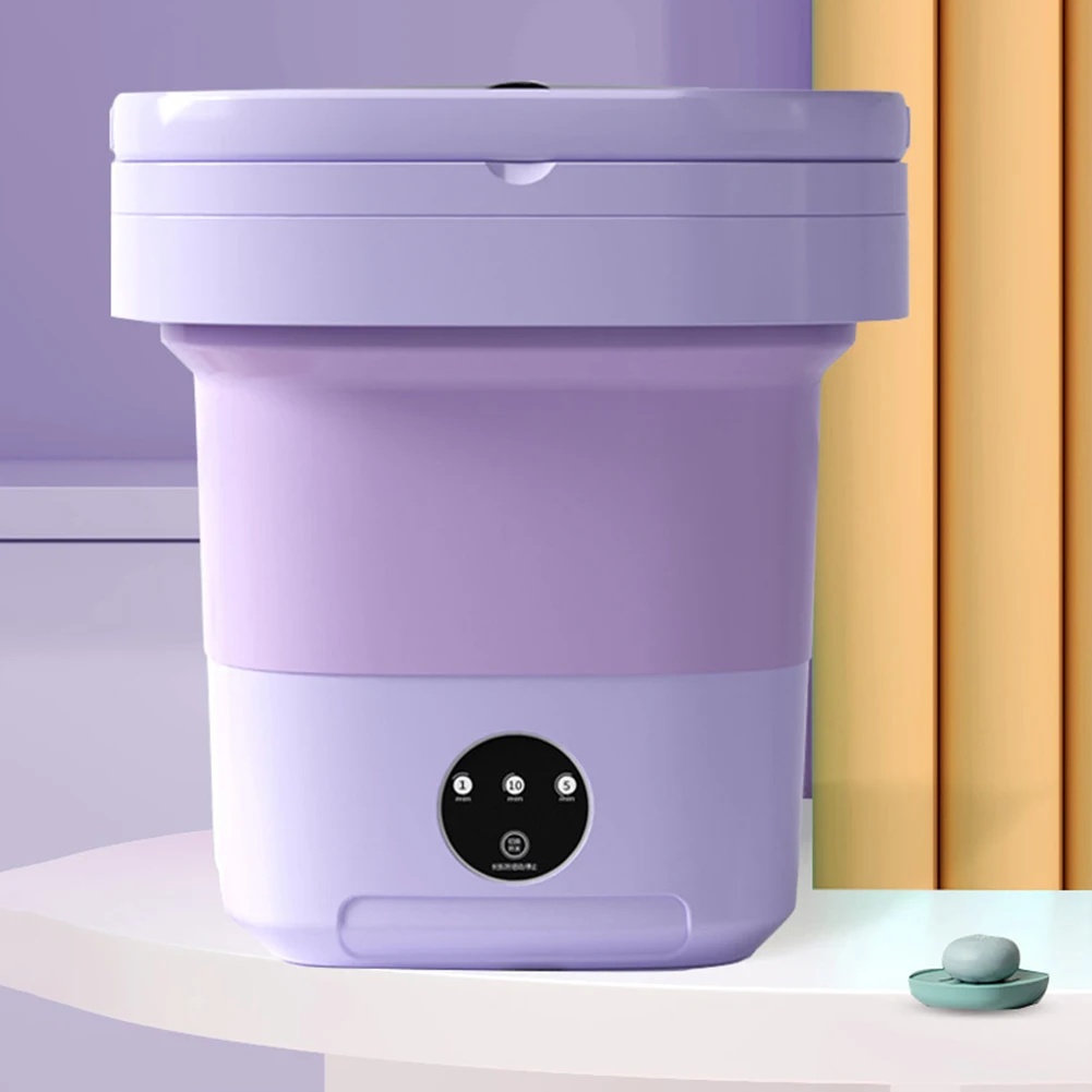 10 L Folding Washing Machine with Drain Basket Mini Small Washer IPX4 Waterproof with Timer for Baby Clothes Underwear