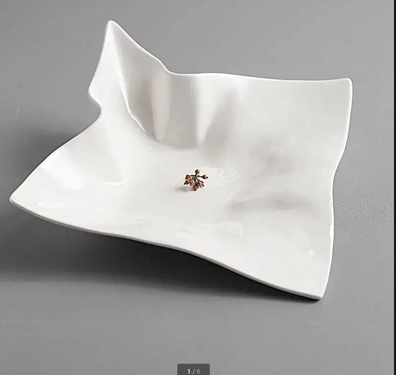 

Керамическая тарелка неправильной формы, декоративная тарелка для гурманов, ресторанная креативная тарелка для стейка, десертная тарелка, основная тарелка, домашняя белая посуда