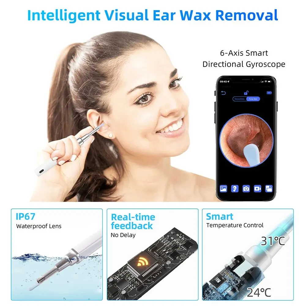 Wireless Wifi Visual Ear Cleaner Otoscope Ear Wax Ear With Ear 5MP HD Cleaning Kit Removal Sticks Endoscope Camera Tool Kit