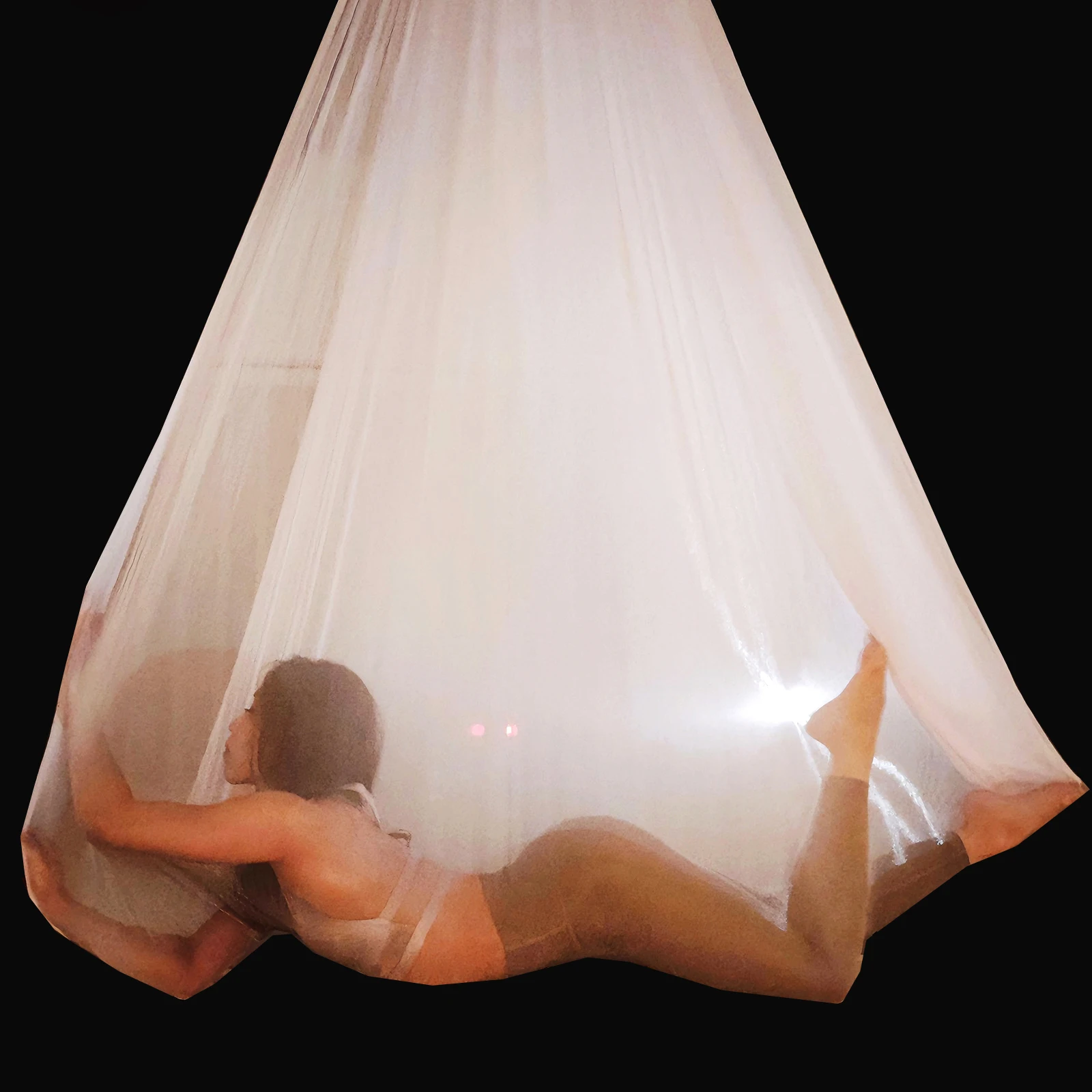 

6m Aerial Yoga Hammock Transparent Fabric Aerial Silks Net Elasticity Yoga Swing Fitness Stretch Belt For GYM Indoor Yoga Studio