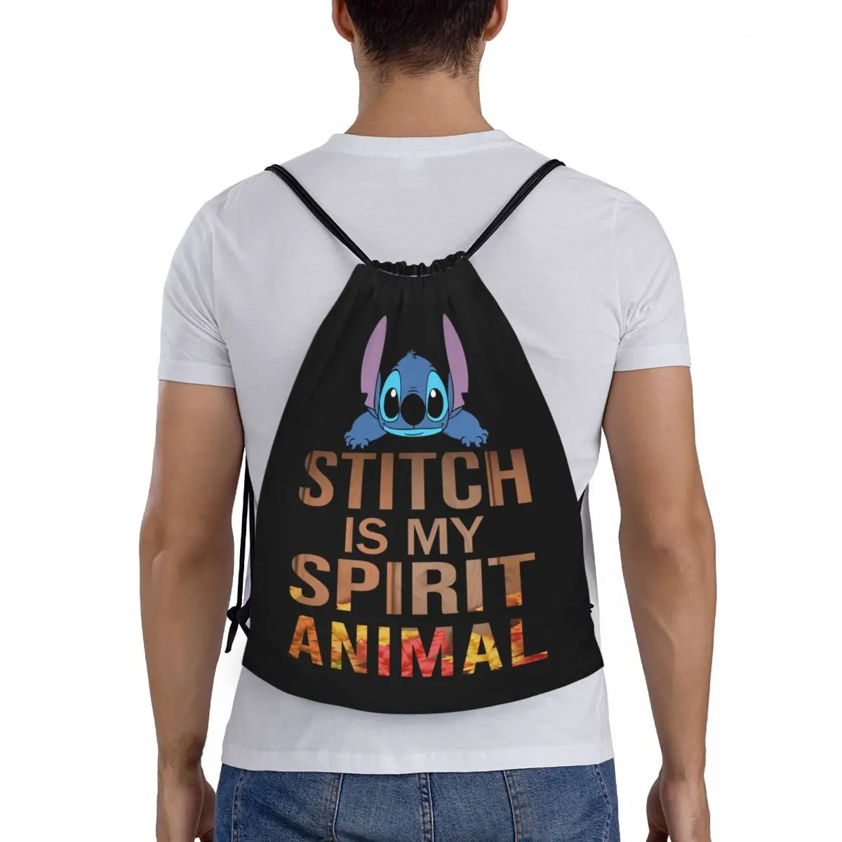 Custom Stitch Is My Spirit Animal Drawstring Backpack Sports Gym Bag for Women Men Shopping Sackpack