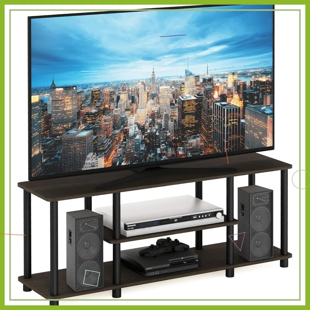 

Трехуровневая подставка для телевизора с диагональю до 50 дюймов, круглые трубы темно-коричневого/черного цвета, сборка без использования инструментов.