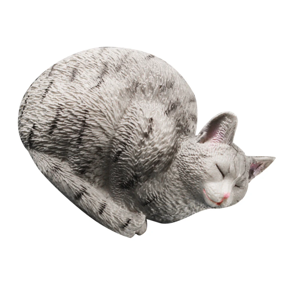 

Cute Sleeping Cat Statue Garden Decorative Figurine Plastic Outdoor Lawn Yard Patio Desktop Ornament Cartoon Style Dwarf Design