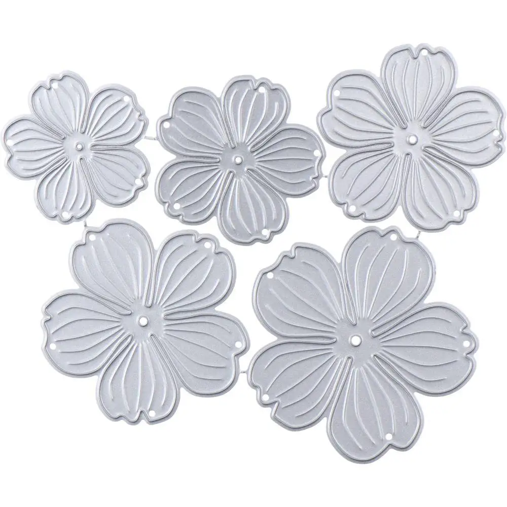 5pcs Sliver Metal Flowers Frame Die Cuts 12.5*10.3cm 3D Flowers Template Mould Carbon Steel, Metal Cut Stencils