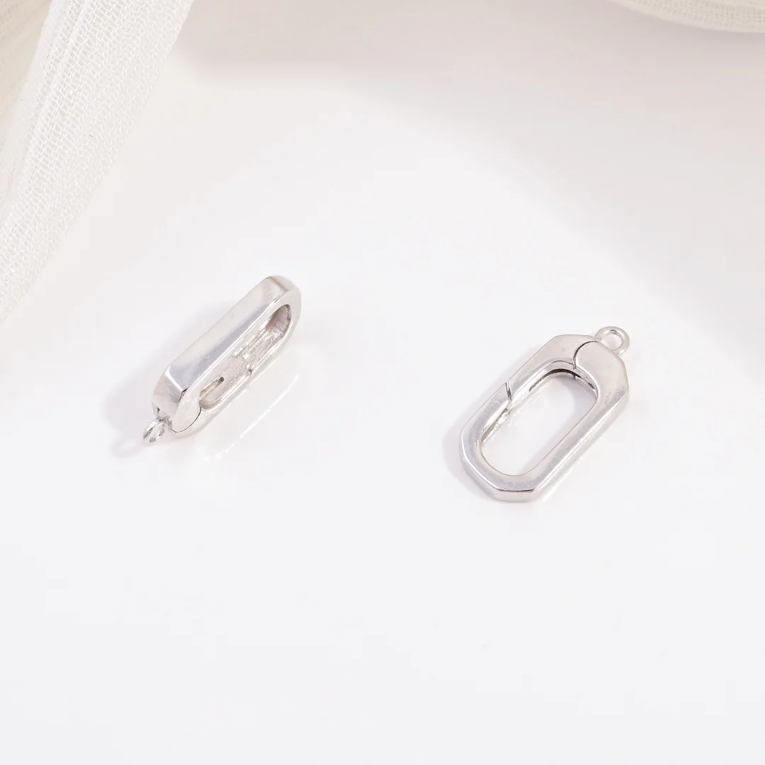 Cierre Universal Rectangular de plata de ley S925, pulsera y collar hechos a mano, Material de cierre de resorte SK149
