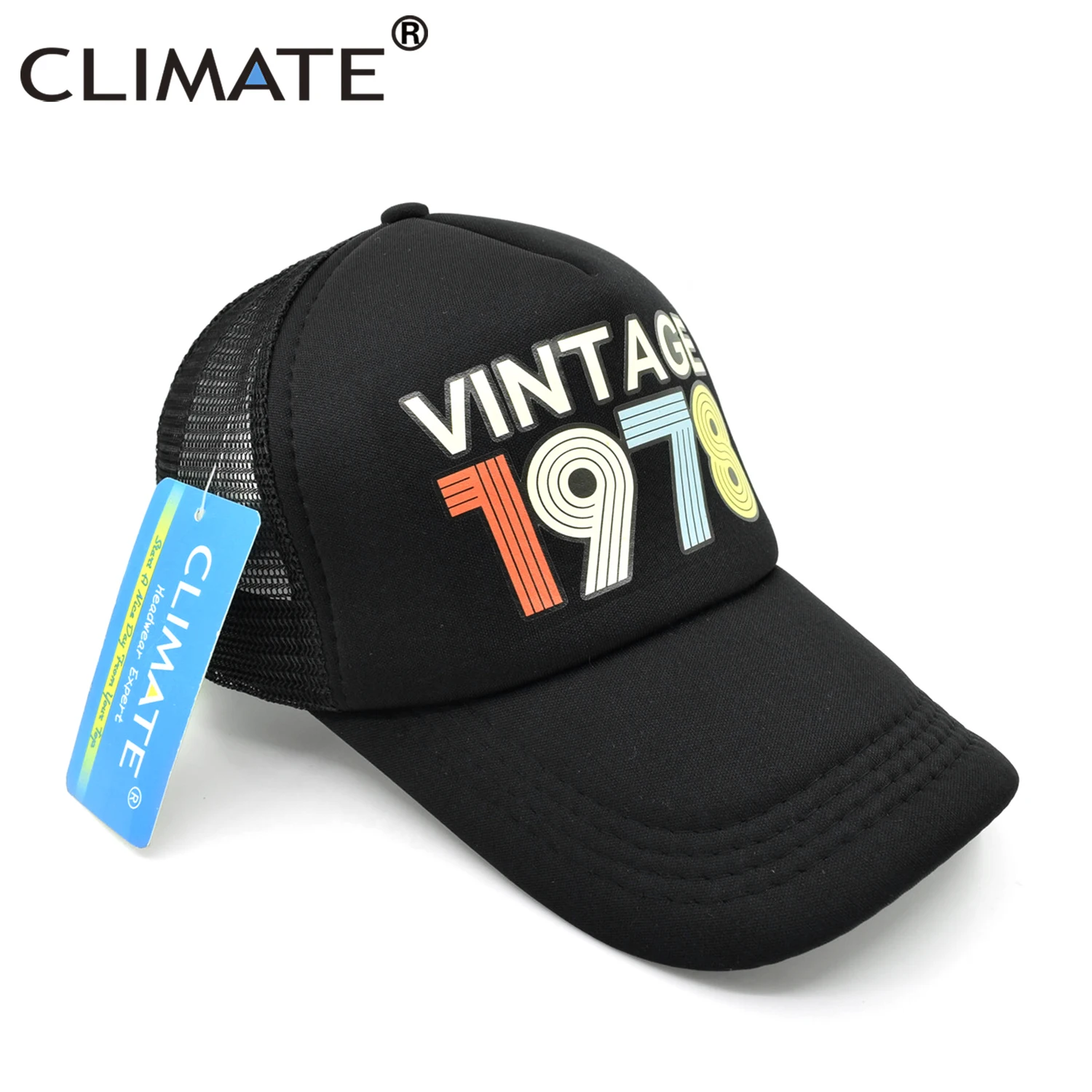 CLIMATE Vintage 1978 Cap 1978 Vintage Trucker Cap Men Retro 40th Birthday Gift Baseball Caps Black Cool Trucker Caps Hat