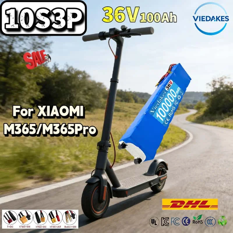 

Top-Rated VIEDAKES XT-60/T plug 10S3P 36V100Ah 18650 Battery Pack for Xiaomi M365/M365Pro E-Scooter High-Durability Travel Power