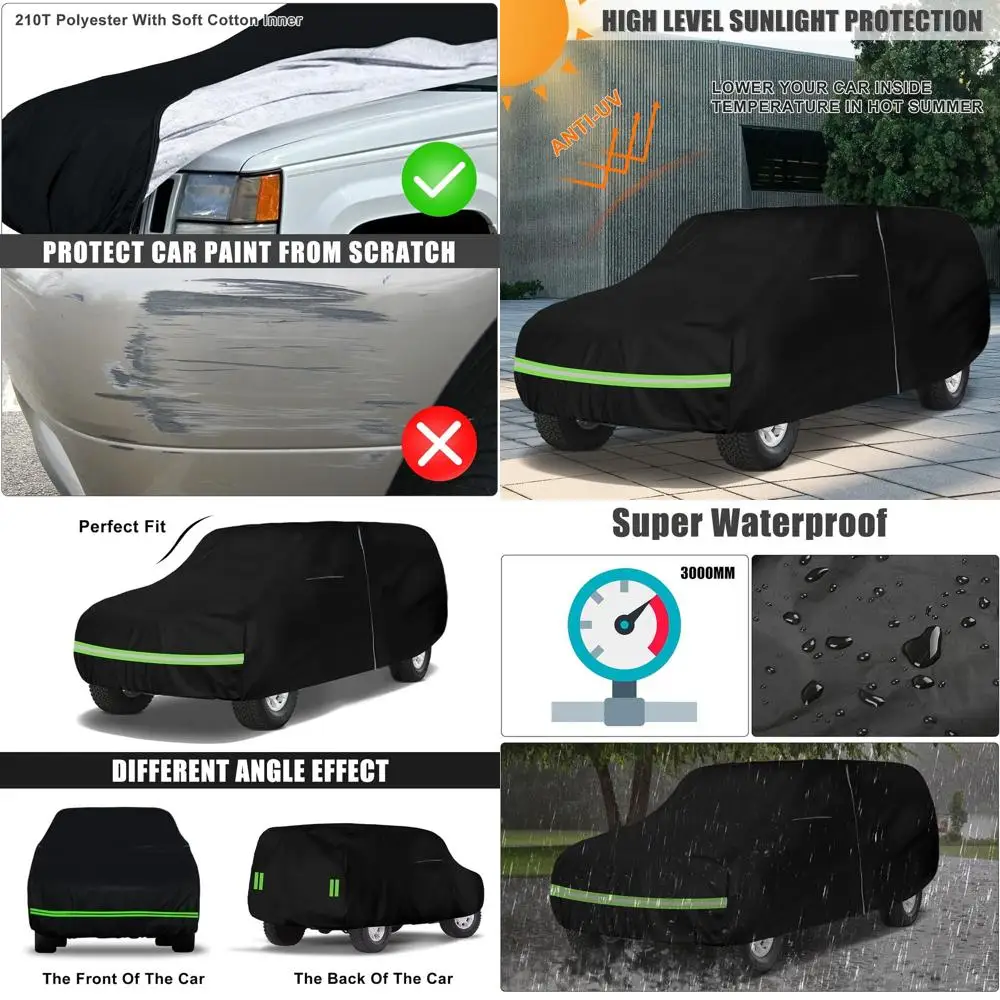 

All-Weather 210T Waterproof Car Cover for 1993-2010 Jeep Grand Cherokee Models with Cotton Lining Protection