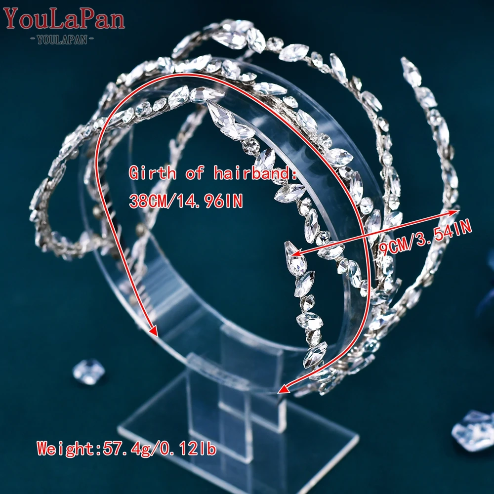 TOPQUEEN Rhinestone Headband Bridal Wedding Woman Hair Accessories Crystal Bride Headwear Fashion Jewelry Head Decoration HP611