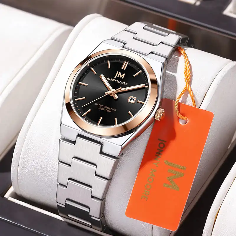 

JONNY MOORE 1011, новые модные женские кварцевые часы с автоматической датой, водонепроницаемые классические часы со стальной полосой для женщин, Reloj Mujer