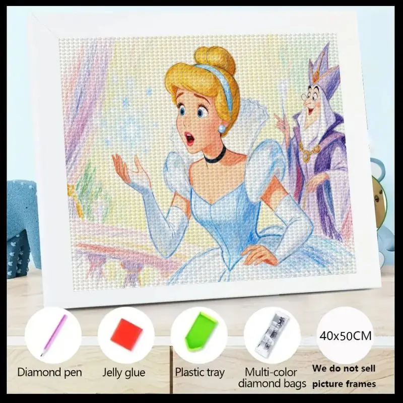 

1 шт. 5D DIY Золушка принцесса комплект алмазной живописи, полная дрель кристалл горный хрусталь искусство, сверкающий большой драгоценный камень мультяшный персонаж Cros