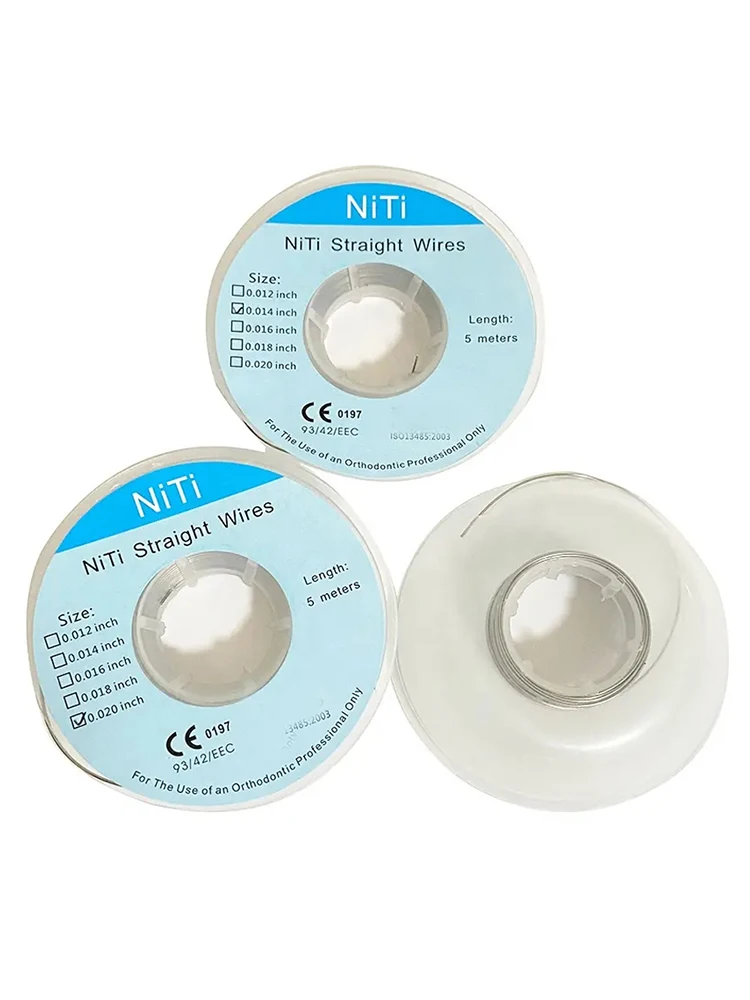 PIORPOY-Fil orthodontique dentaire droit NiTi, accolades dentaires, arc de dents élastiques, fils dentaires, matériaux dentaires, 5 m/rouleau, 0.014, 0.016