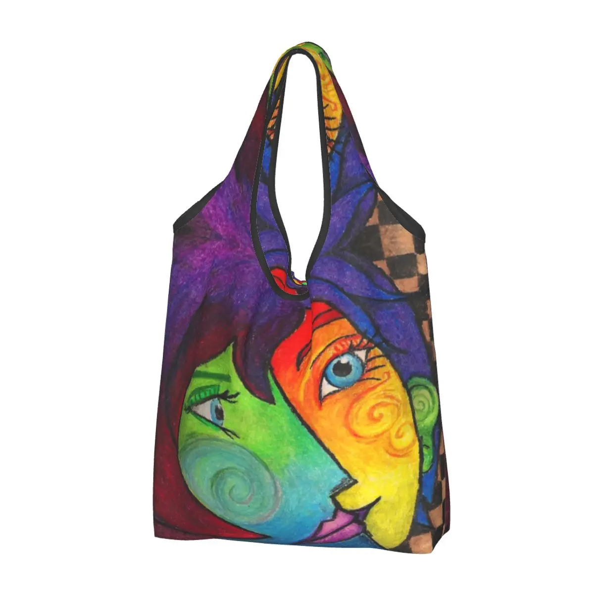 Recycling Pablo Picasso Two Faces Shopping Bag Women Tote Bag Portable Spanish Artist Groceries Shopper Bags