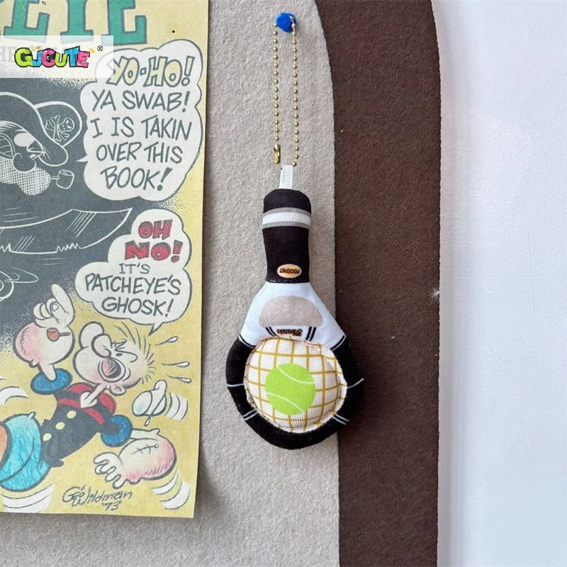 

Cute Funny Tennis Racket Plush Doll Stuffed Toys Keychain Backpack Pendants Bag Hanging Couple Ornaments Gifts Pet Teething Toys