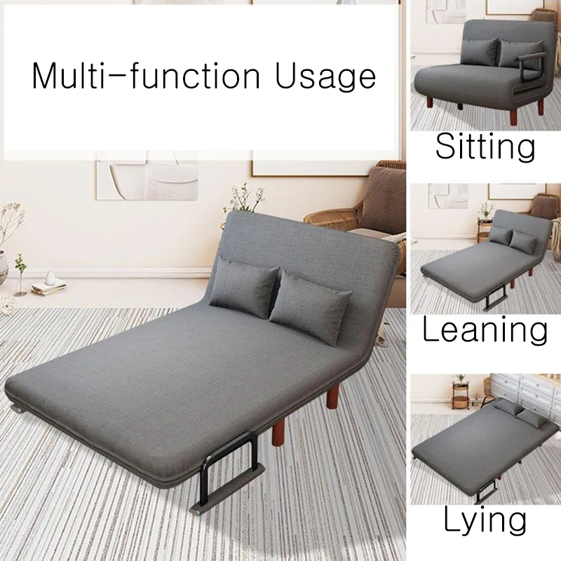 Linen Modern Folding Futon, Reclining Sofa Bed for Apartment Dorm with armrest, Couch with Pillow Sleeper Chair for Living Room