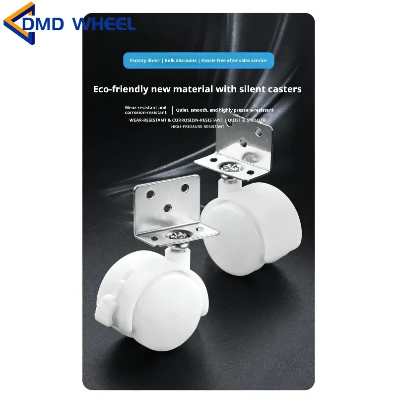 8 Pcs 1-2 Inch New Material L-shaped Corner Code Furniture Plastic Casters Crib Wheel Rack Flower Stand with Brake Universal