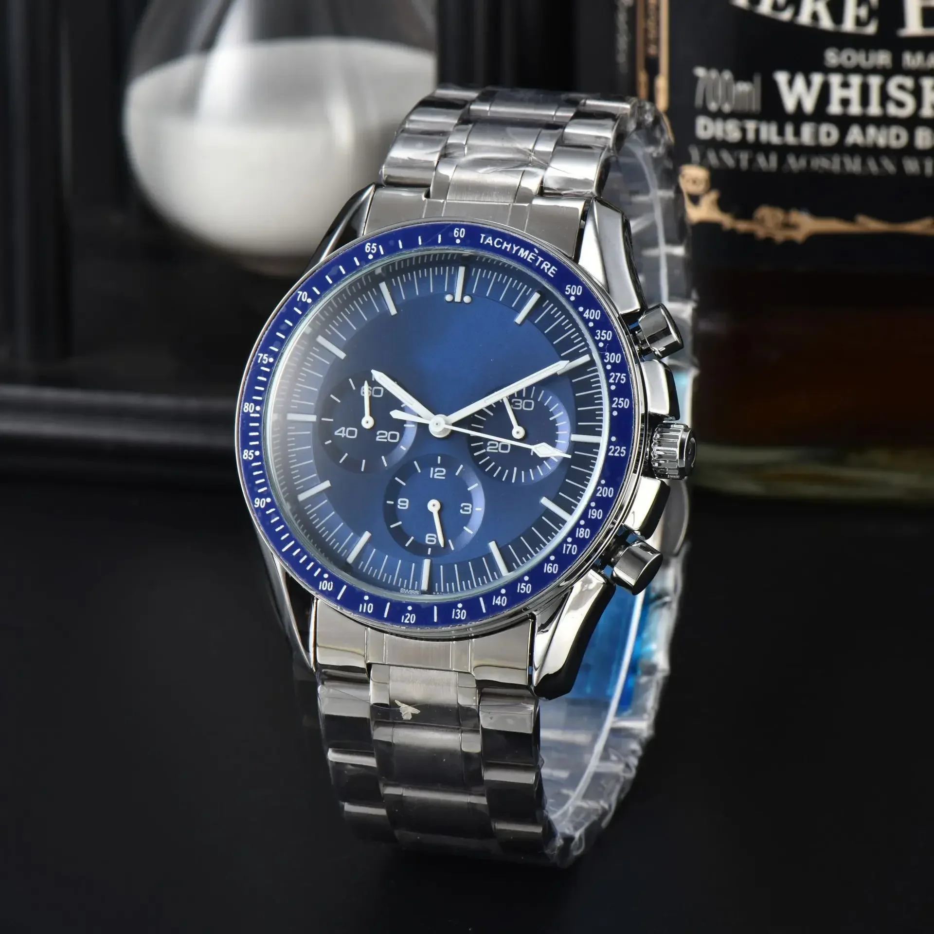 

Спортивные многофункциональные кварцевые часы с хронографом 40 мм, мужские часы VK63, черный, белый циферблат, ремешок из нержавеющей стали