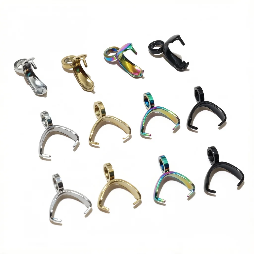 50 Stück 2,5x9mm Edelstahl Gold Farbe Handwerk Anhänger Prise Bails Verschluss Halskette Haken Clips Stecker DIY Schmuck Herstellung