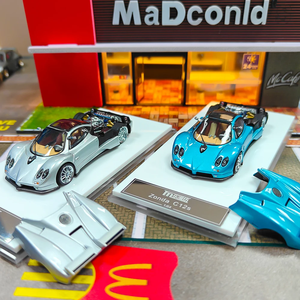 

LMF 1/64 серебристый/синий Zonda C12 C12s гоночный спорт литая под давлением модель автомобиля