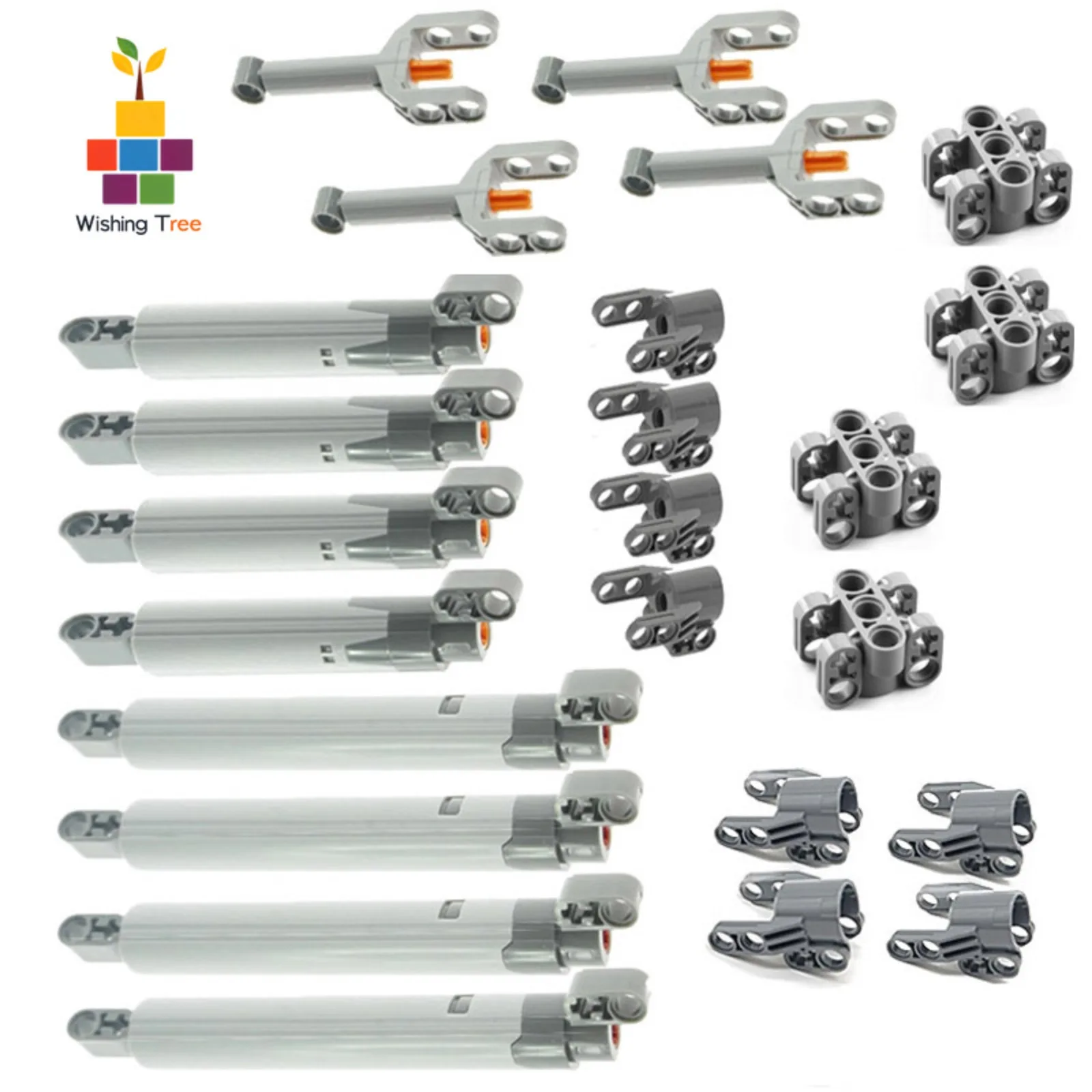 24PCS Grey Linear Actuator Push Rod 15L for Building Blocks MOC Technical Parts Compatible with 40918 61927 61904 61905 92693