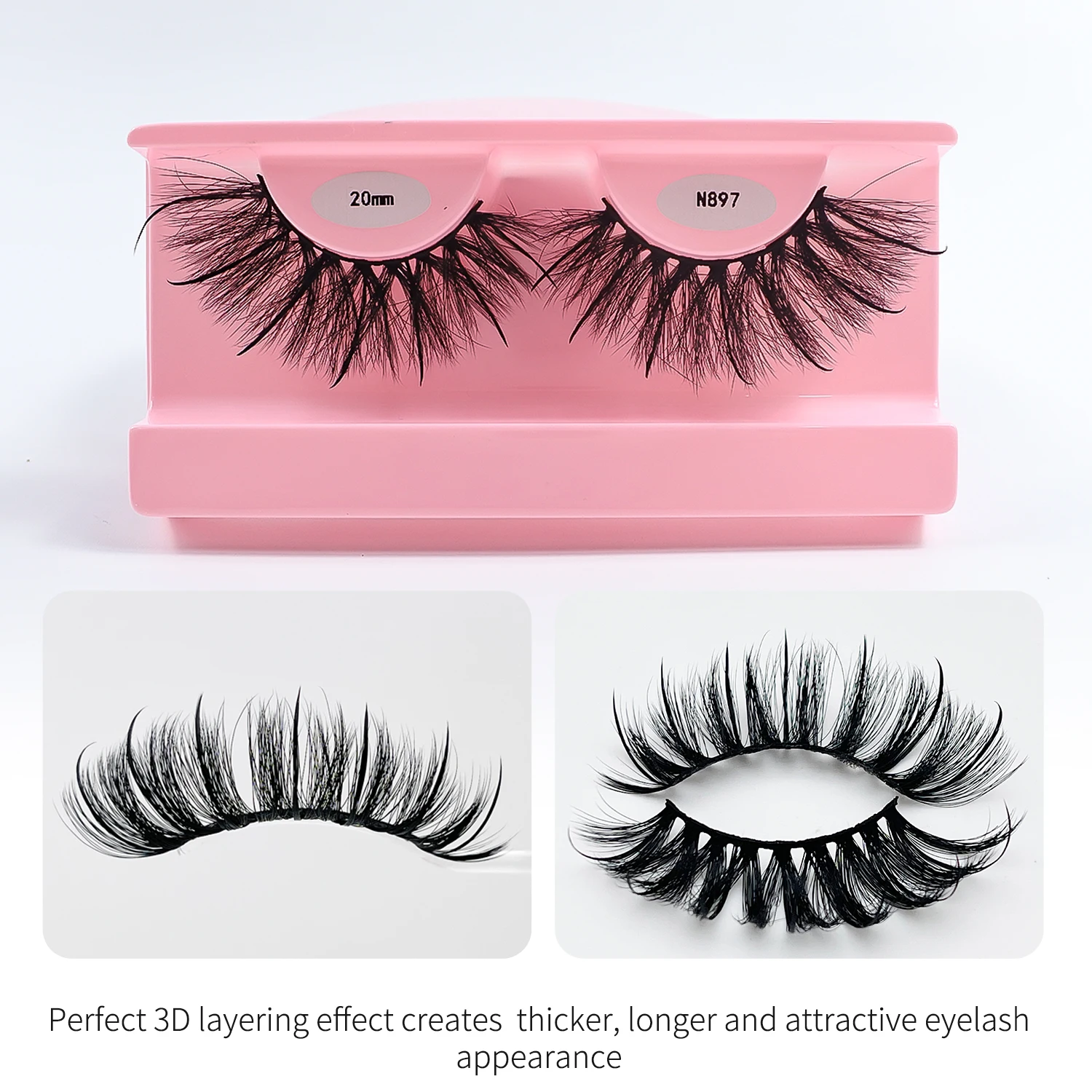 Faux Mink Wispy Mega Spiky Eye Lashes Extensions 13-20mm Thick Spike Strip False Eyelashes Wholesale