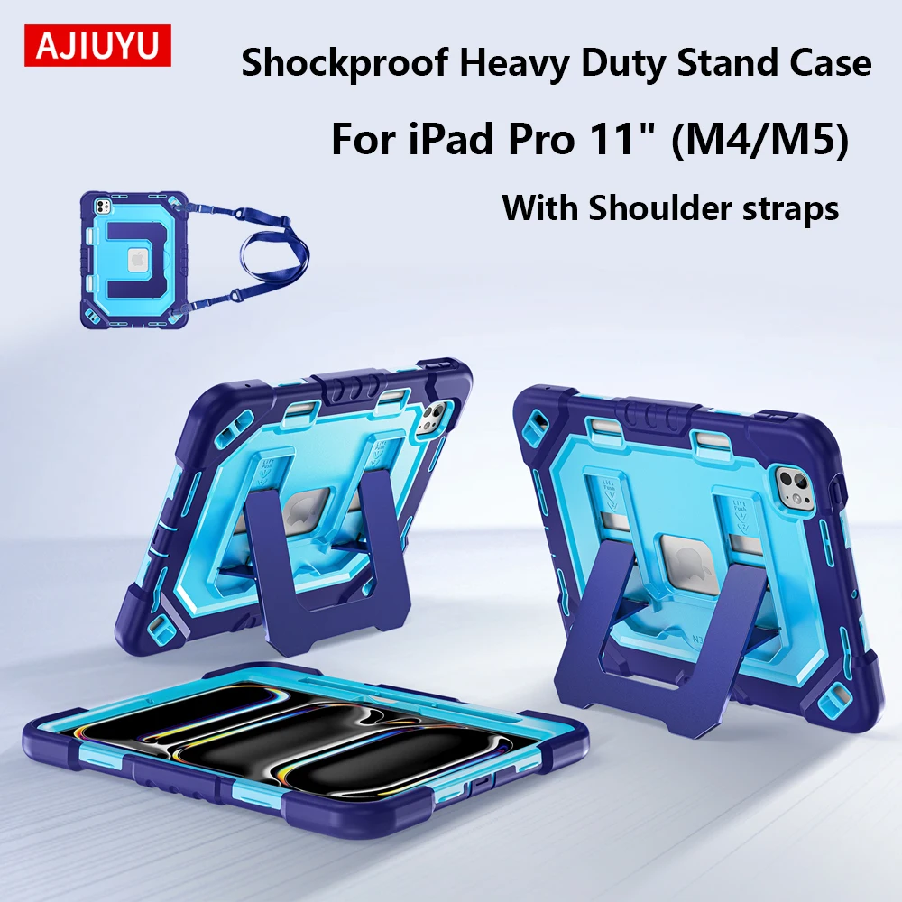 Smart Case für iPad Pro 11 Zoll M4 M5 2024 2025 iPad Pro (M5) 11" Robuste Stoßfeste Schutzhülle mit Schultergurt
