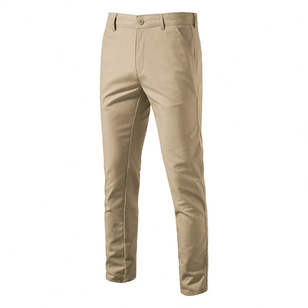2024 Spring Autumn New Men's Casual  Pants Cotton Hemp Man Pants Breathable Slim Straight Tube Men's Solid Color Long Men's Pant