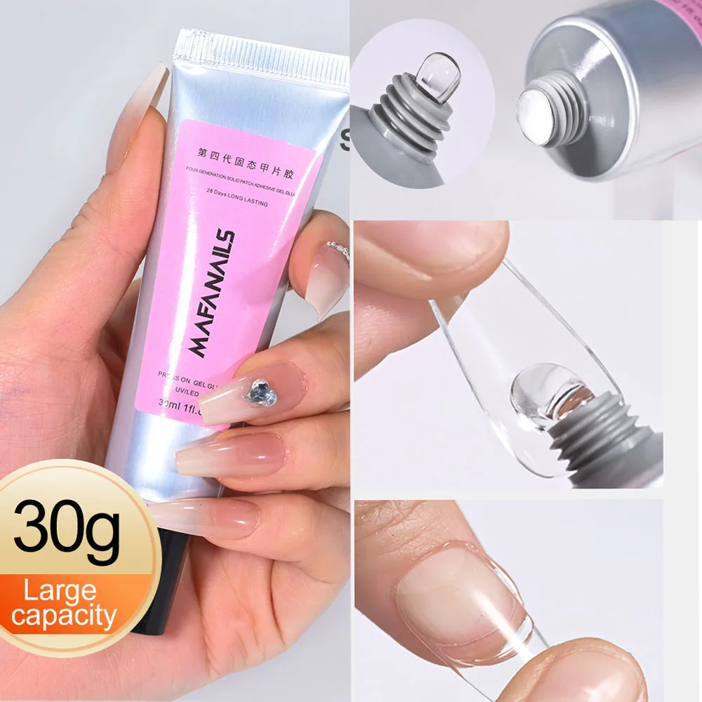 30g Professional Solid Patch Gel For Nail Tips Ice-Transparent Long-lasting Firm Non-Rebound Adhesive Glue UV LED Nail Tips Gel