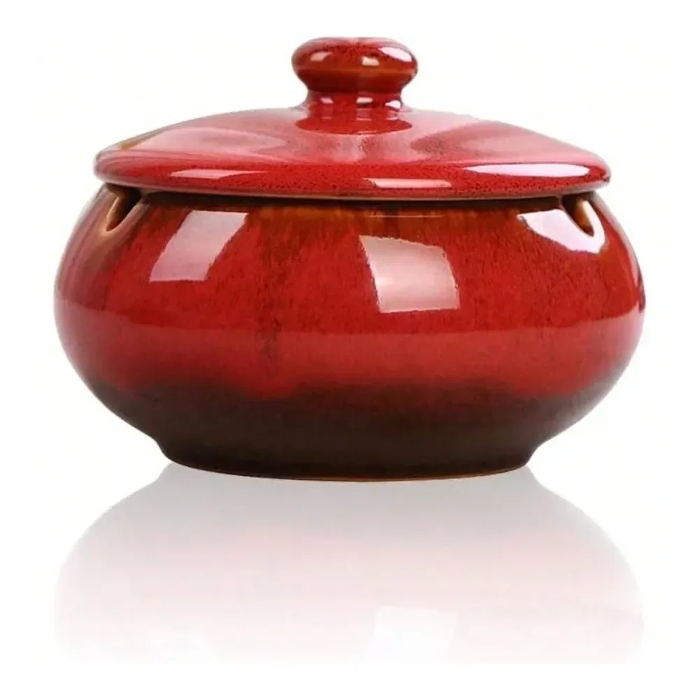 

Ashtray With Lids, Windproof, Ashtray Indoor Or Outdoor Use Ash Holder Smokers, Desktop Ash Tray Home Office Decoration Green